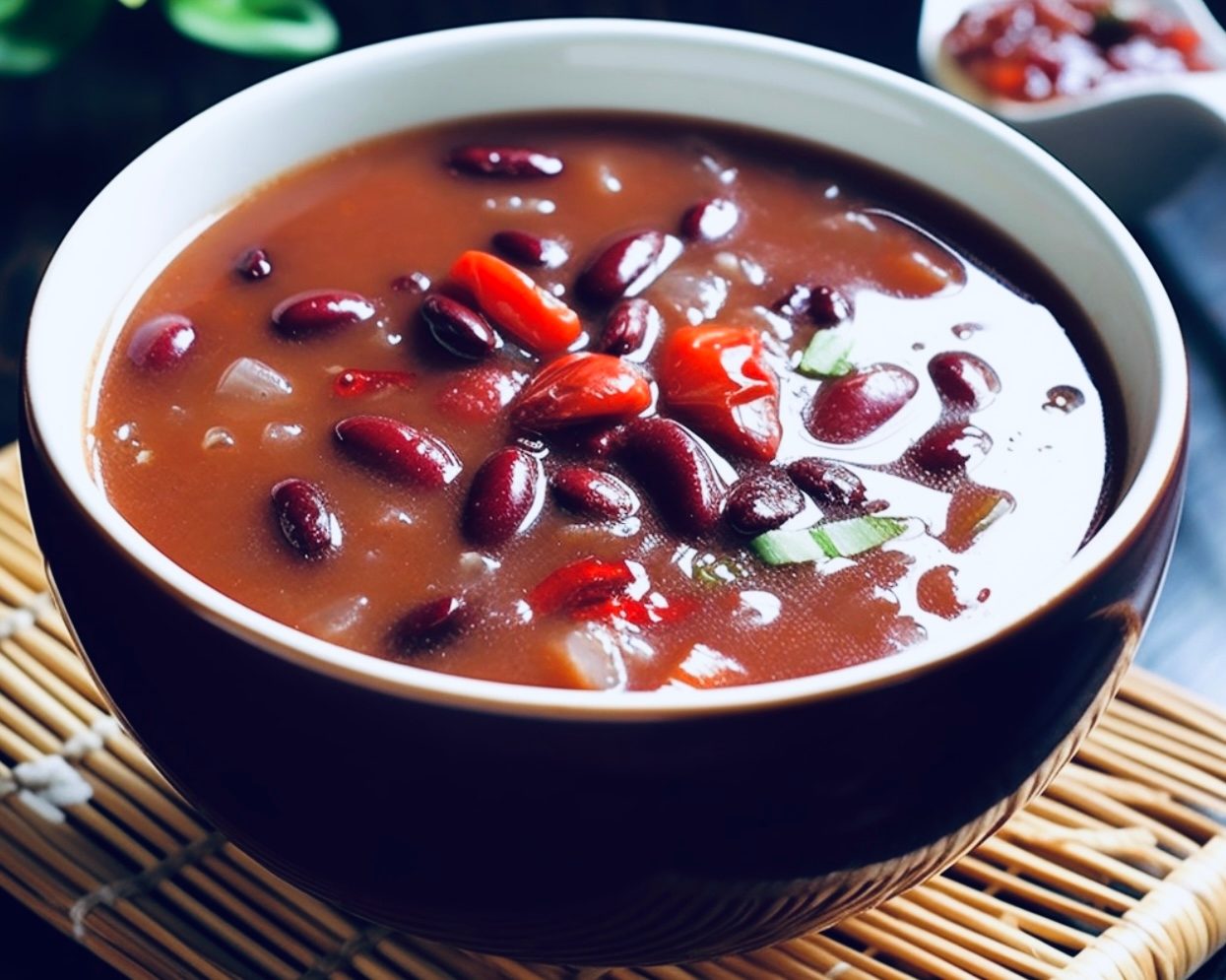 Red Bean Soup with Onions and Cilantro.