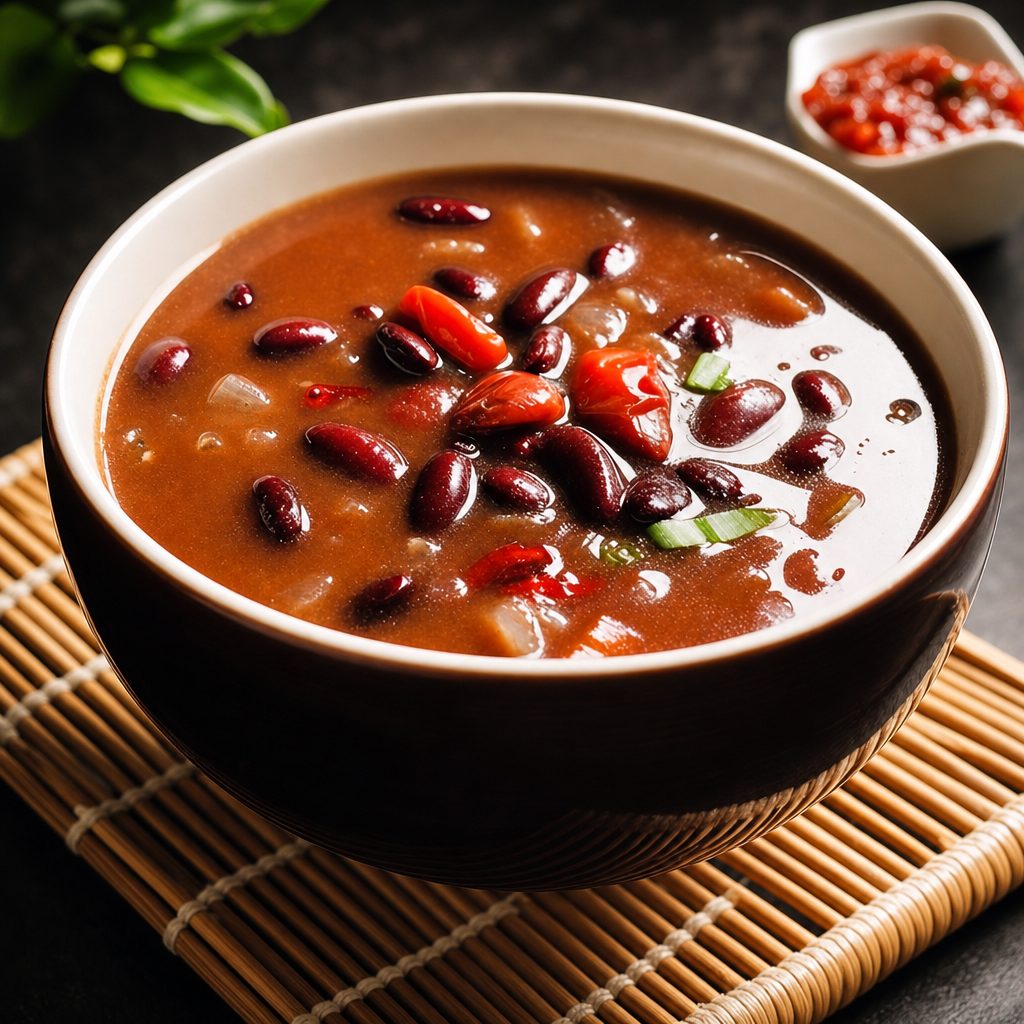 Red Bean Soup with Onions and Cilantro.